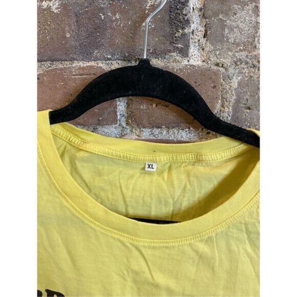 “Probably Thinking About Food Or Serial Killers” Silly Saying Yellow Tee - Picture 7 of 8